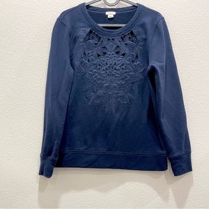 Pre-loved! J. CREW Navy Embroidered Eyelet Sweatshirt!